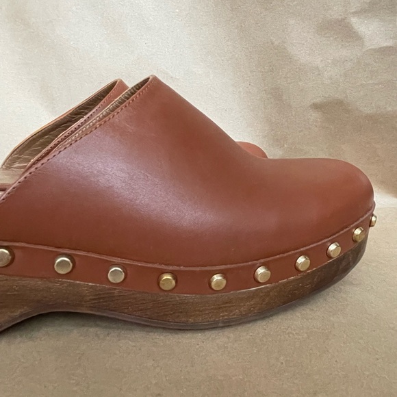 Pristine Cognac Leather Studded Uterque Clogs Mules Size 40 Lk Hearst Arket - Picture 3 of 10